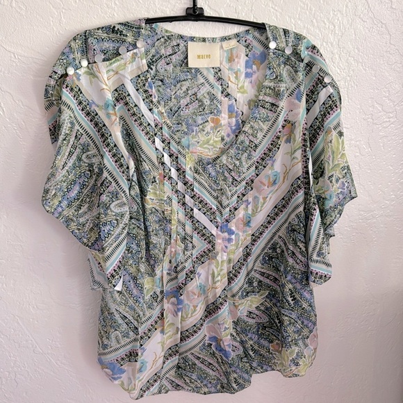 Anthropologie Maeve Maya Top Flutter Sleeve Blouse size 0 - Picture 4 of 10